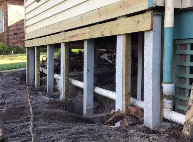 Weatherboard house supported on new concrete stumps – underpinning and reblocking in Ocean Grove
